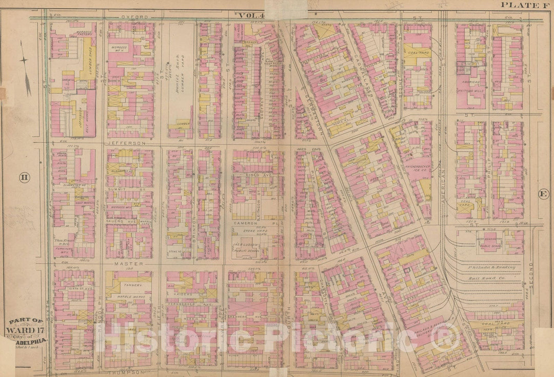 Historic Map : Atlas City of Philadelphia, Vol. 3, Philadelphia 1886 Plate F , Vintage Wall Art