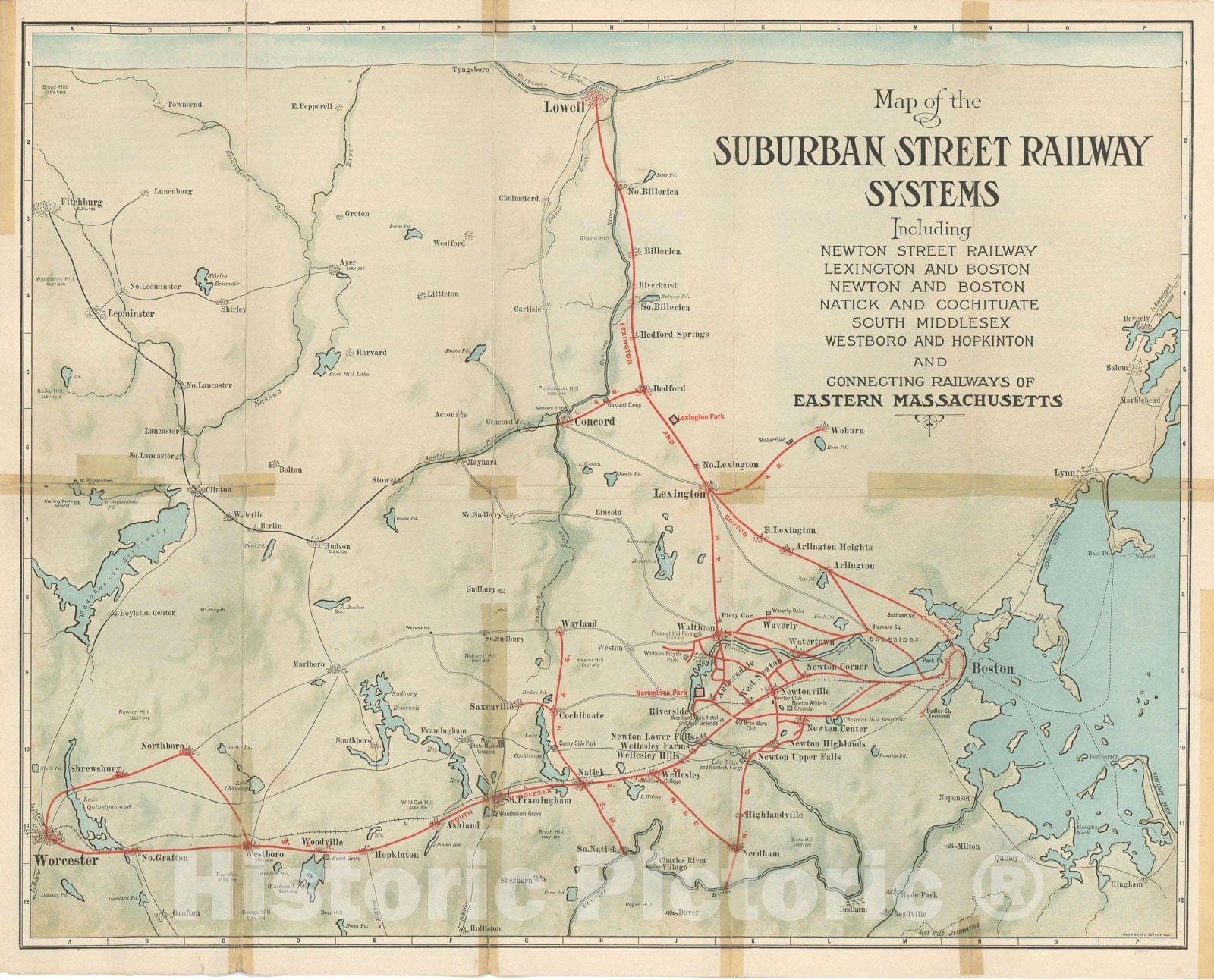 Historic Map : Suburban Street Railways 1907 Transit Cartography , Vintage Wall Art