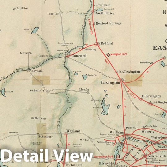 Historic Map : Suburban Street Railways 1907 Transit Cartography , Vintage Wall Art