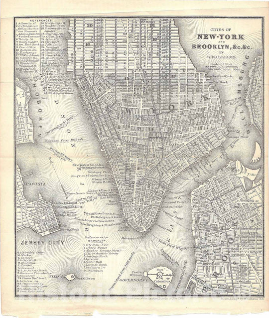 Historic Map : Railroad Maps of the United States, Brooklyn & New York City 1848 , Vintage Wall Art