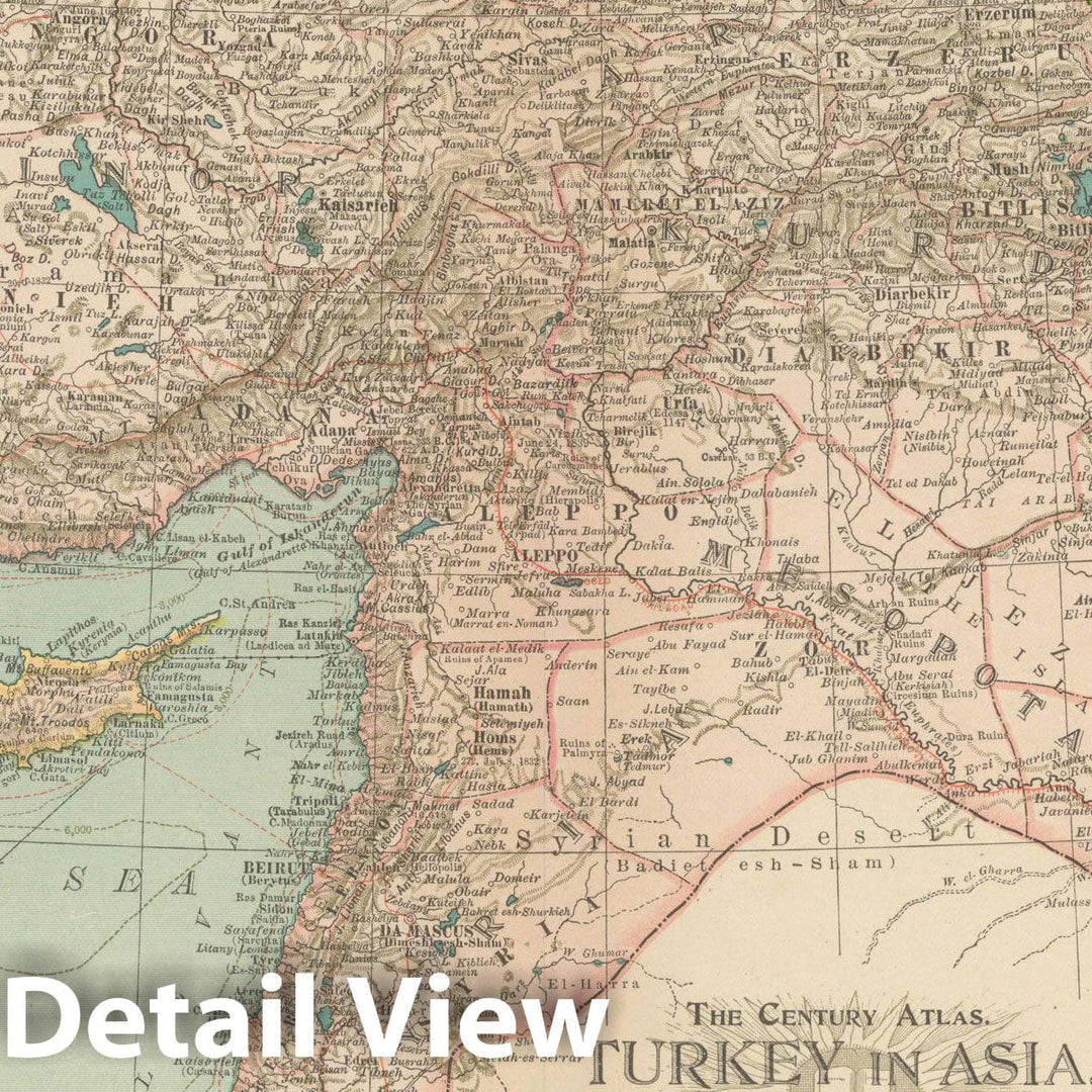 Historic Map : Turkey & Iraq & Syria & Cyprus 1914 Century Atlas , Vintage Wall Art