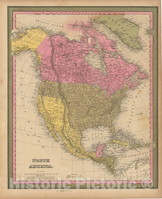 Historic Map : North America 1847 , A New Universal Atlas of the World , Vintage Wall Art