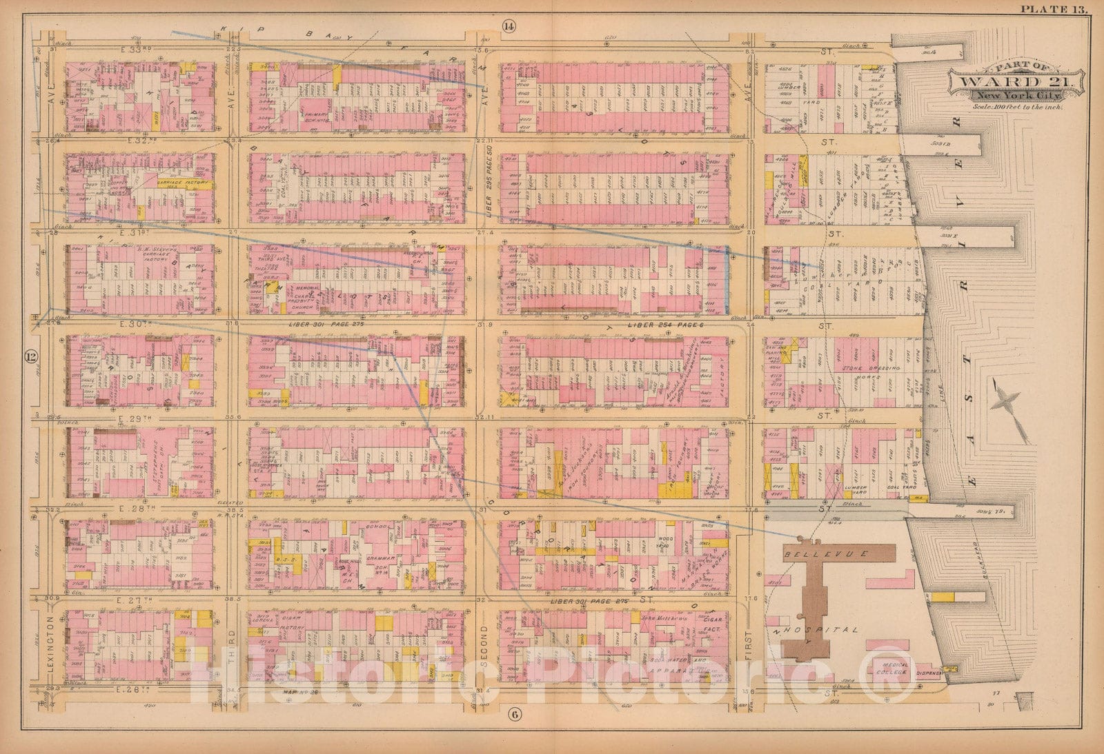 Historic Map : Atlas City of New York, Vol. 3; 16, Manhattan 1883 Plate 013 , Vintage Wall Art