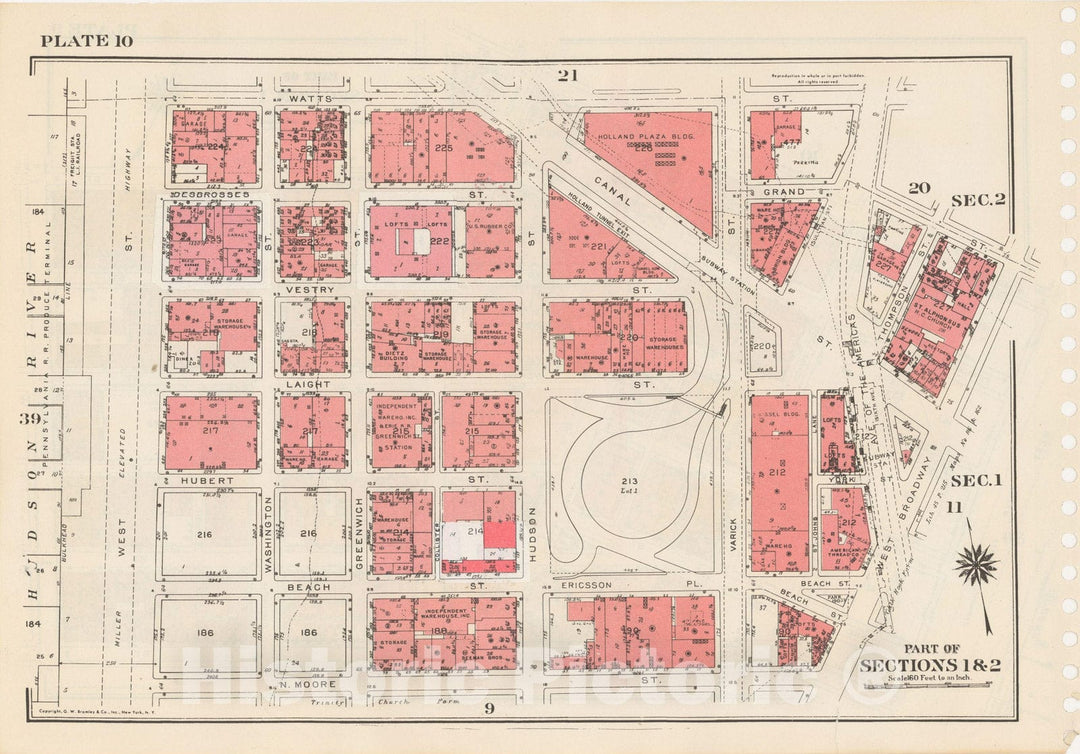 Historic Map : Manhattan Land Book 1955 - Updated Through Nov 7th, New York City 1975 Plate 010 , Vintage Wall Art