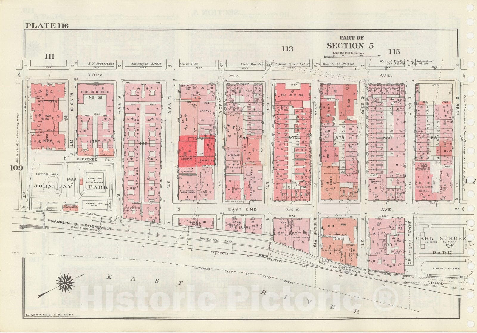 Historic Map : Manhattan Land Book 1955 - Updated Through Nov 7th, New York City 1975 Plate 116 , Vintage Wall Art