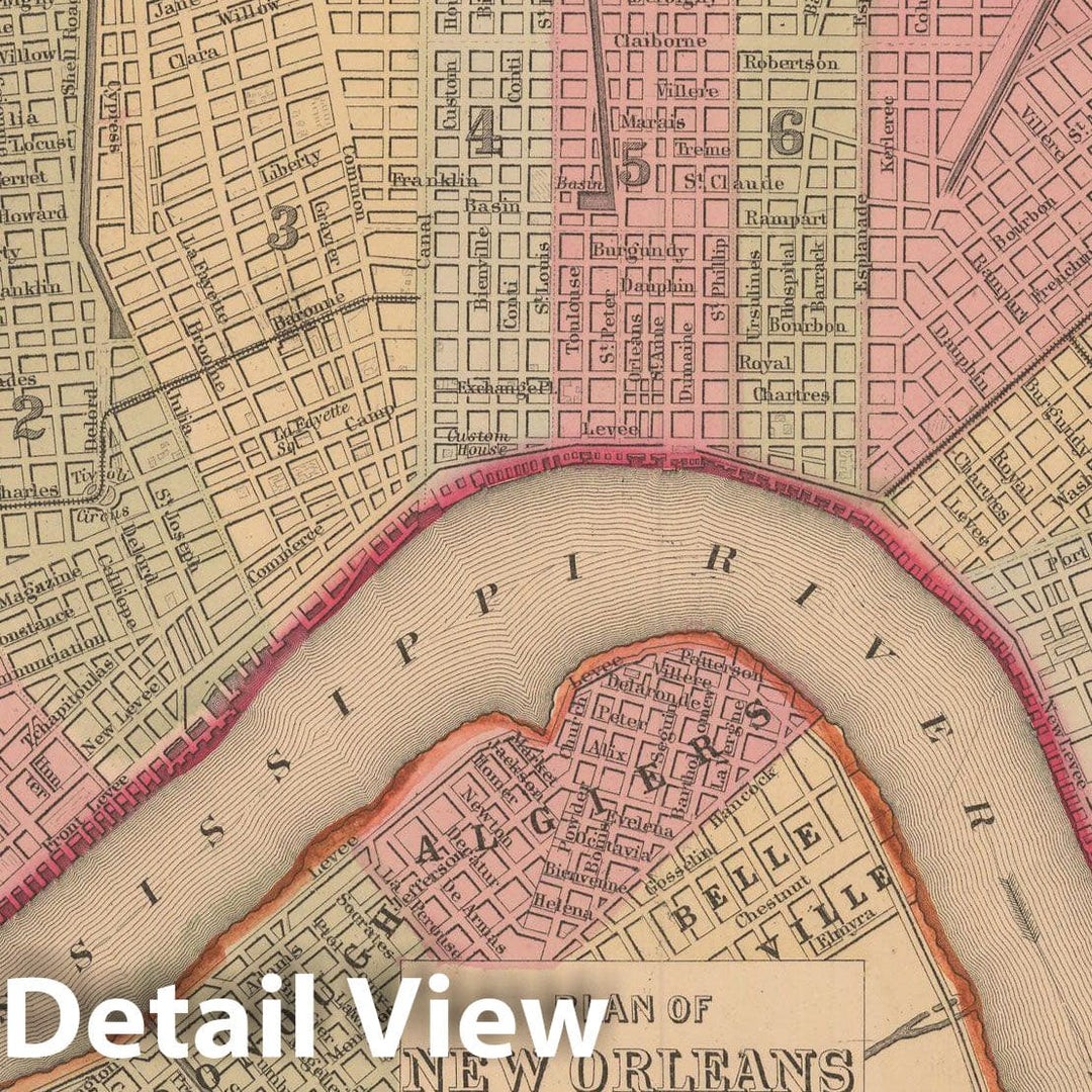 Historic Map : New Orleans 1867 , New General Atlas , Vintage Wall Art