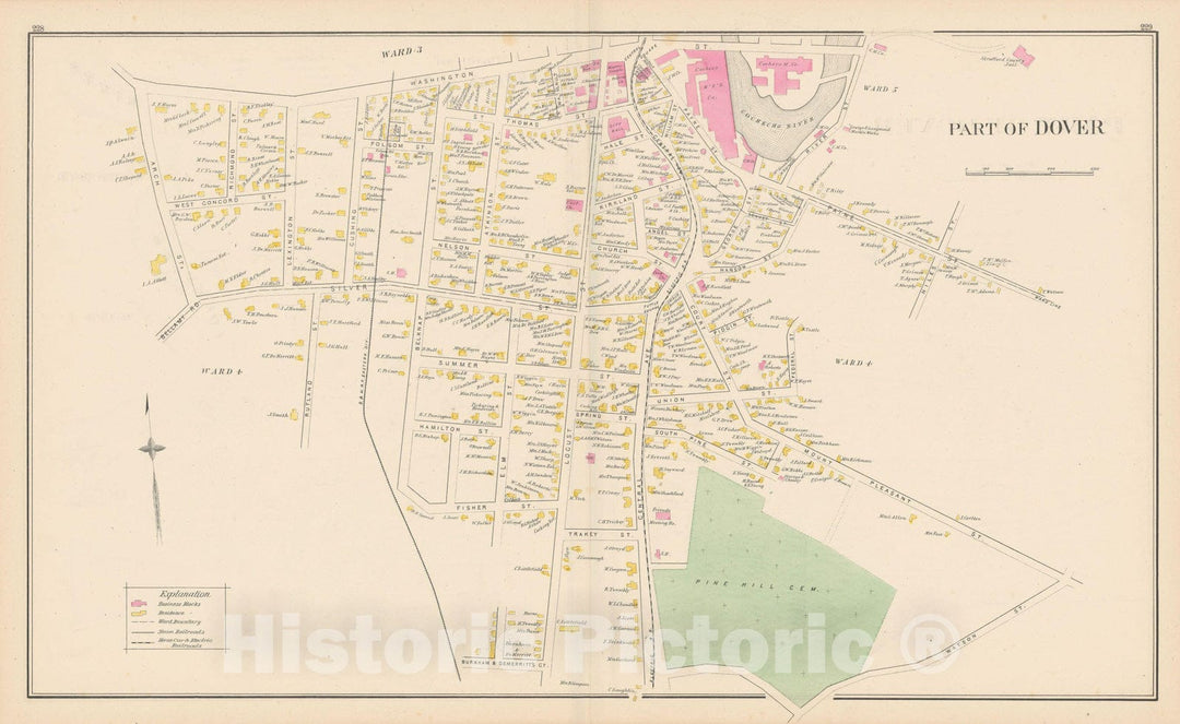 Historic Map : Dover 1892 , Town and City Atlas State of New Hampshire , v7, Vintage Wall Art