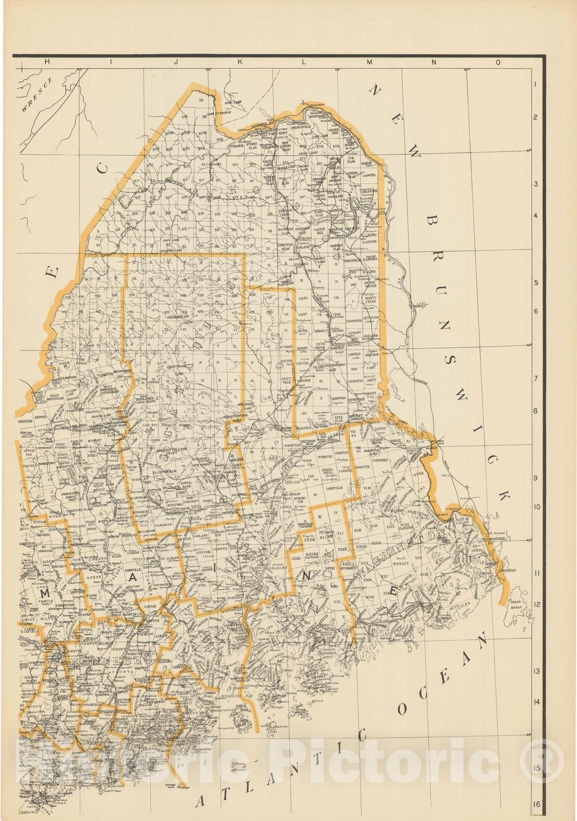 Historic Map : Northeast New England 1900 , Northeast U.S. State & City Maps , Vintage Wall Art