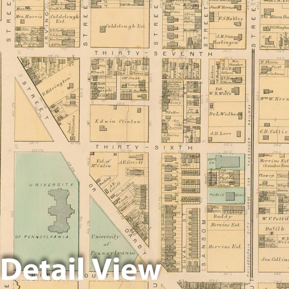 Historic Map : Atlas of West Philadelphia including the 24th & 27th Wards of the City of Philadelphia, West Philadelphia 1872 Plate B , Vintage Wall Art