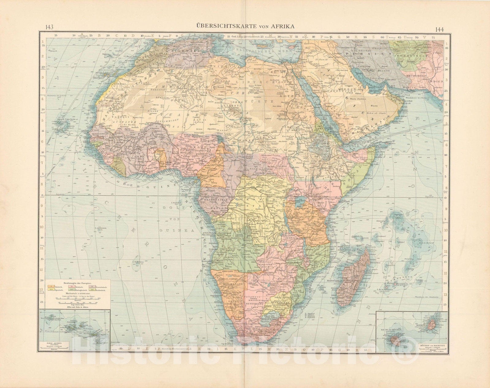 Historic Map : Africa 1899 , Andrees Allgemeiner Handatlas , v6, Vintage Wall Art