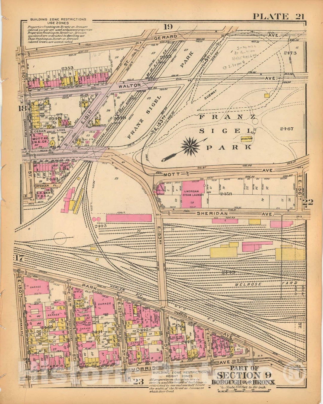 Historic Map : Borough of The Bronx, Sections 9-13, The Bronx 1928 Plate 021 , Vintage Wall Art