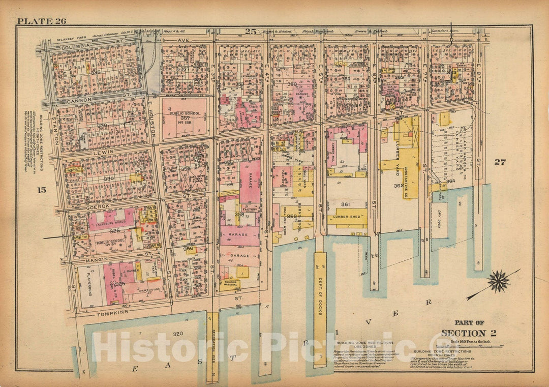 Historic Map : Land Book of the Borough of Manhattan, City of NY, Manhattan 1925 Plate 026 , Vintage Wall Art