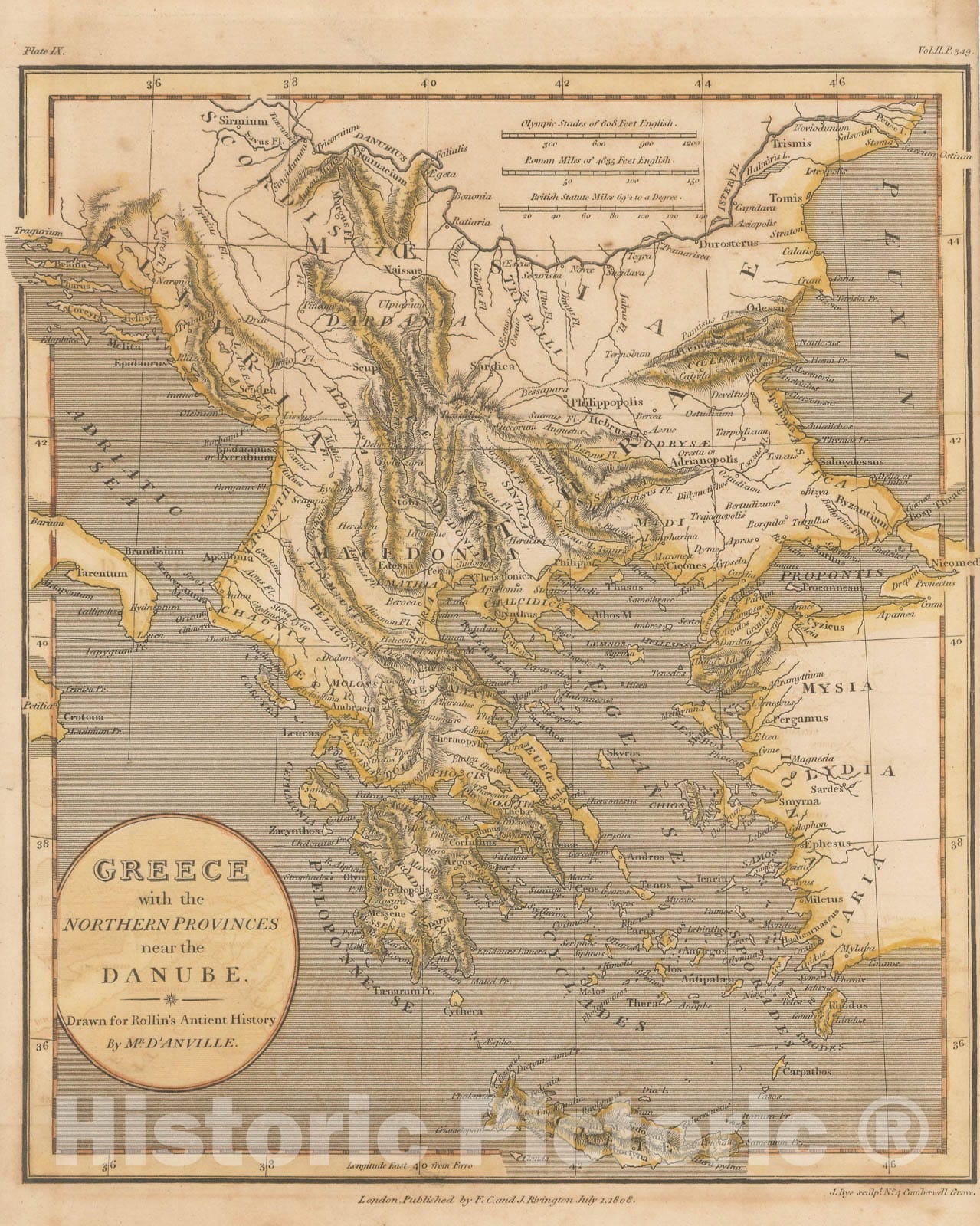 Historic Map : Europe, Greece & Turkey in Europe 1808 , Vintage Wall Art