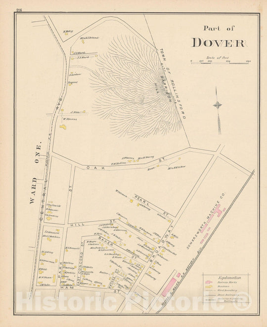 Historic Map : Dover 1892 , Town and City Atlas State of New Hampshire , v6, Vintage Wall Art