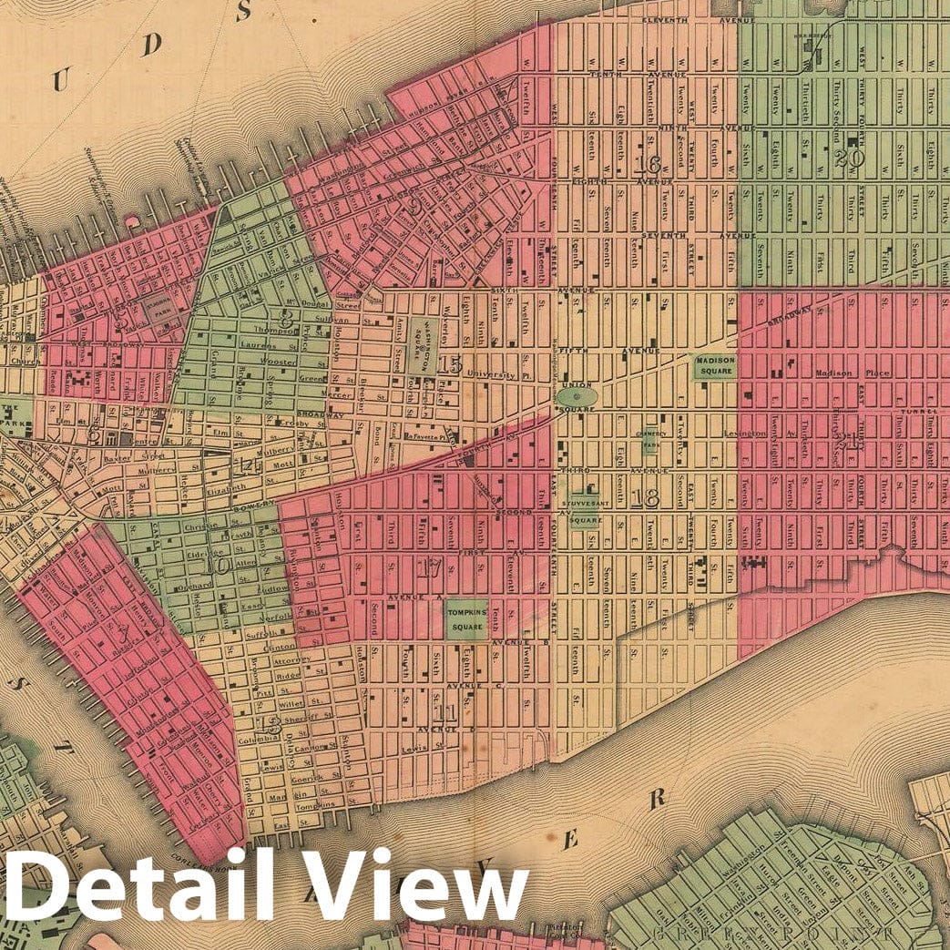 Historic Map : Manhattan & New York City 1862 , Vintage Wall Art