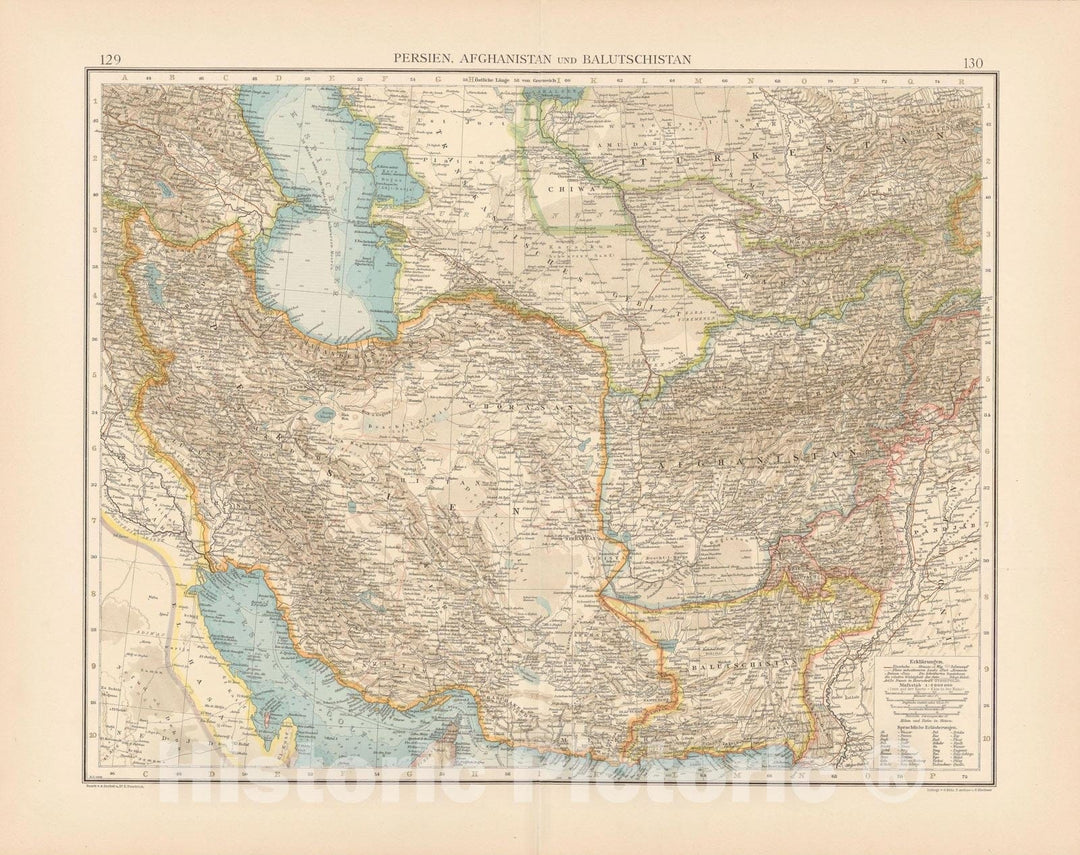 Historic Map : Persia & Afghanistan & Baluchistan 1899 , Andrees Allgemeiner Handatlas , Vintage Wall Art