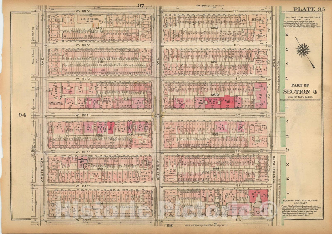 Historic Map : Land Book of the Borough of Manhattan, City of NY, Manhattan 1925 Plate 095 , Vintage Wall Art