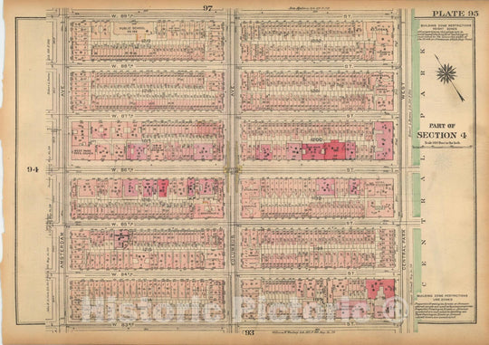 Historic Map : Land Book of the Borough of Manhattan, City of NY, Manhattan 1925 Plate 095 , Vintage Wall Art