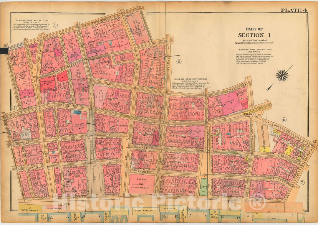 Historic Map : Atlas City of New York, Borough of Manhattan, Volume One, Battery to 14th Street, Manhattan 1922 Plate 004 , Vintage Wall Art