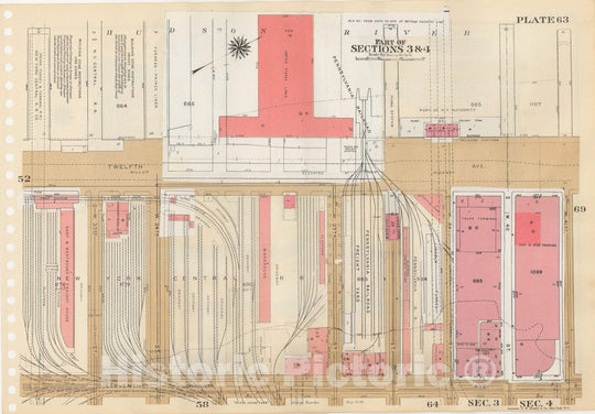 Historic Map : Manhattan Land Book 1955 - Updated Through Nov 7th, New York City 1975 Plate 063 , Vintage Wall Art