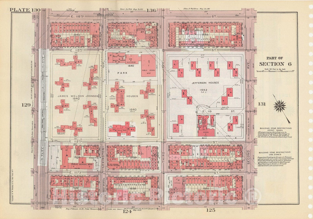 Historic Map : Manhattan Land Book 1955 - Updated Through Nov 7th, New York City 1975 Plate 130 , Vintage Wall Art