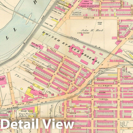 Historic Map : Baist's Property Atlas of Philadelphia, Philadelphia 1895 Plate 009 , Vintage Wall Art