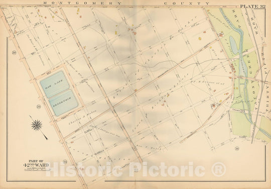 Historic Map : Atlas City of Philadelphia, 42nd Ward, Philadelphia 1913 Plate 032 , Vintage Wall Art