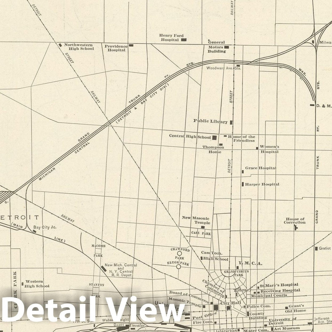 Historic Map : Commercial Atlas of America, 56th Edition, Detroit 1925 , Vintage Wall Art