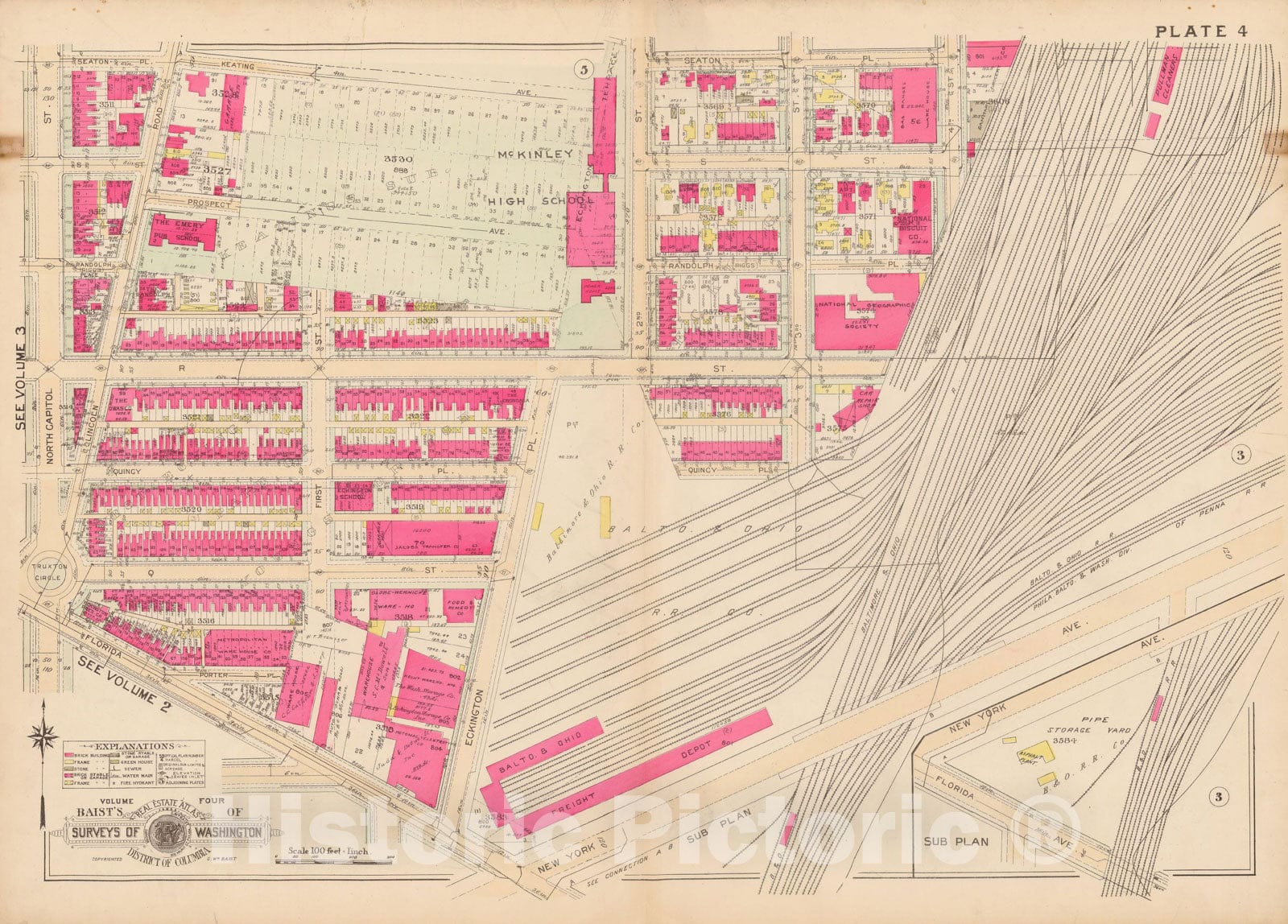 Historic Map : Atlas of Washington D.C. Volume 4 (NE, SE), Washington 1927 Plate 004 , Vintage Wall Art