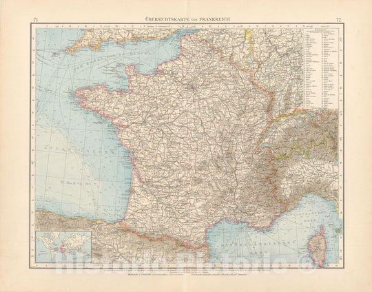 Historic Map : France 1899 , Andrees Allgemeiner Handatlas , v5, Vintage Wall Art