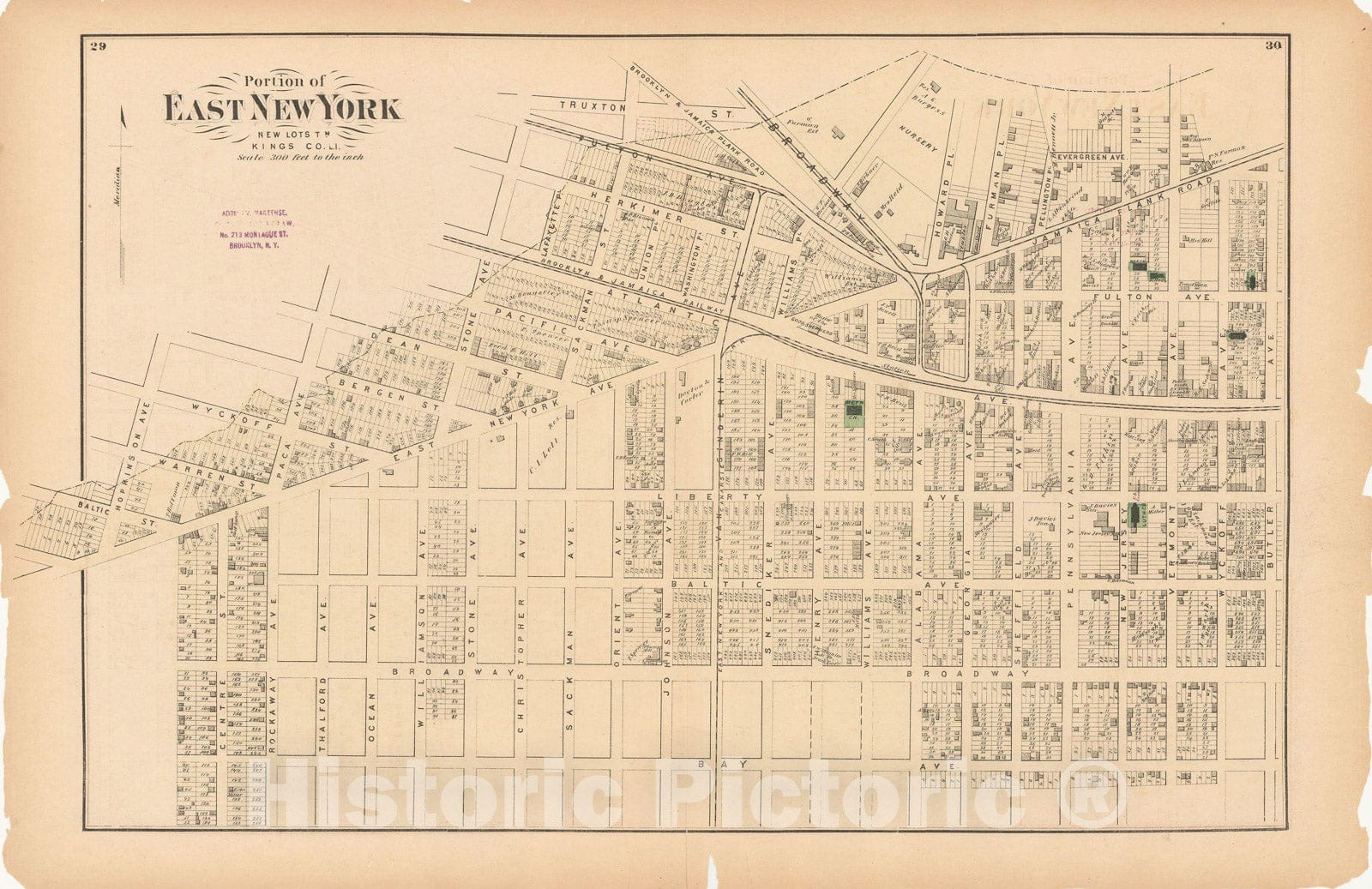 Historic Map : Atlas of Long Island, New York, Brooklyn & New Lots 1873 , v4, Vintage Wall Art