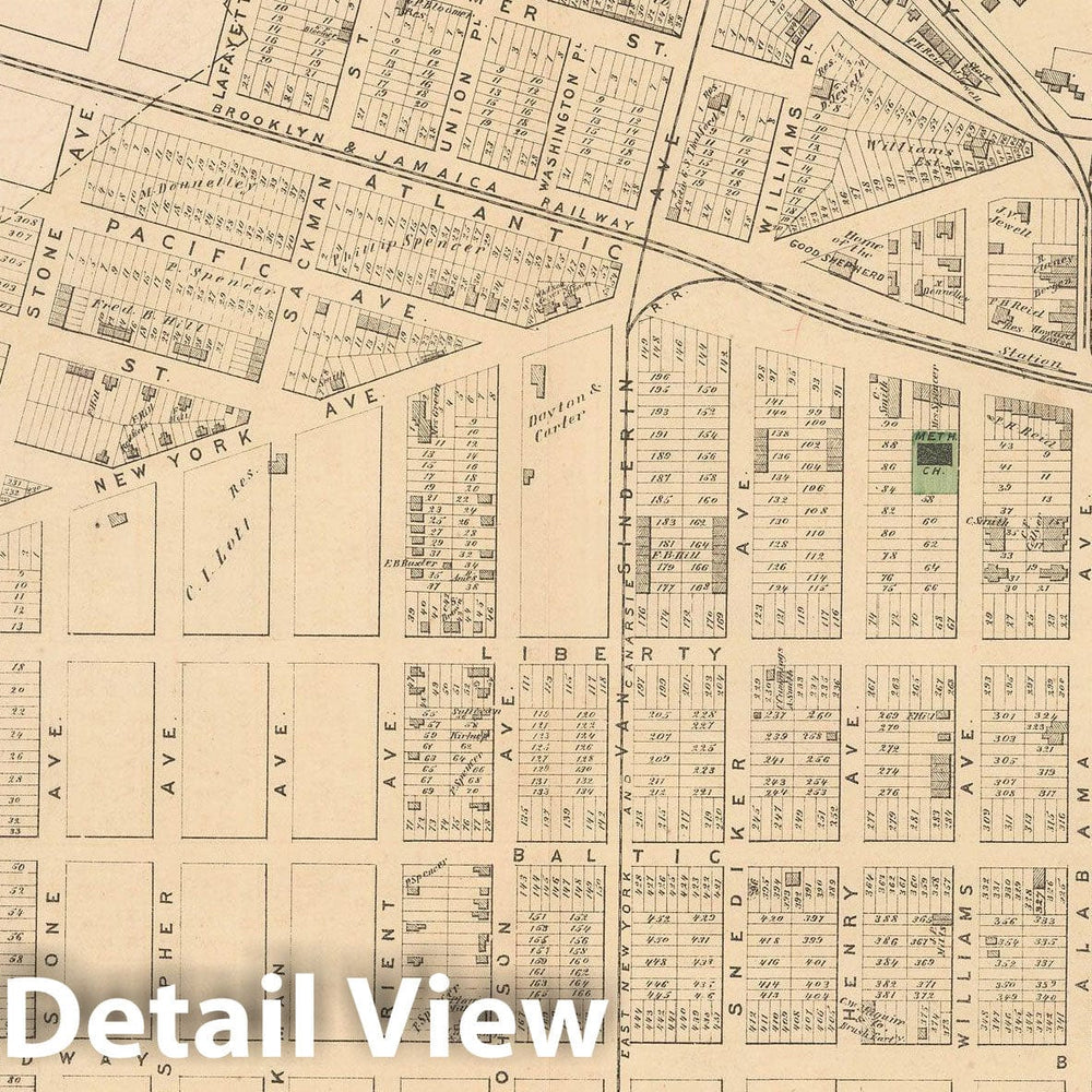 Historic Map : Atlas of Long Island, New York, Brooklyn & New Lots 1873 , v4, Vintage Wall Art