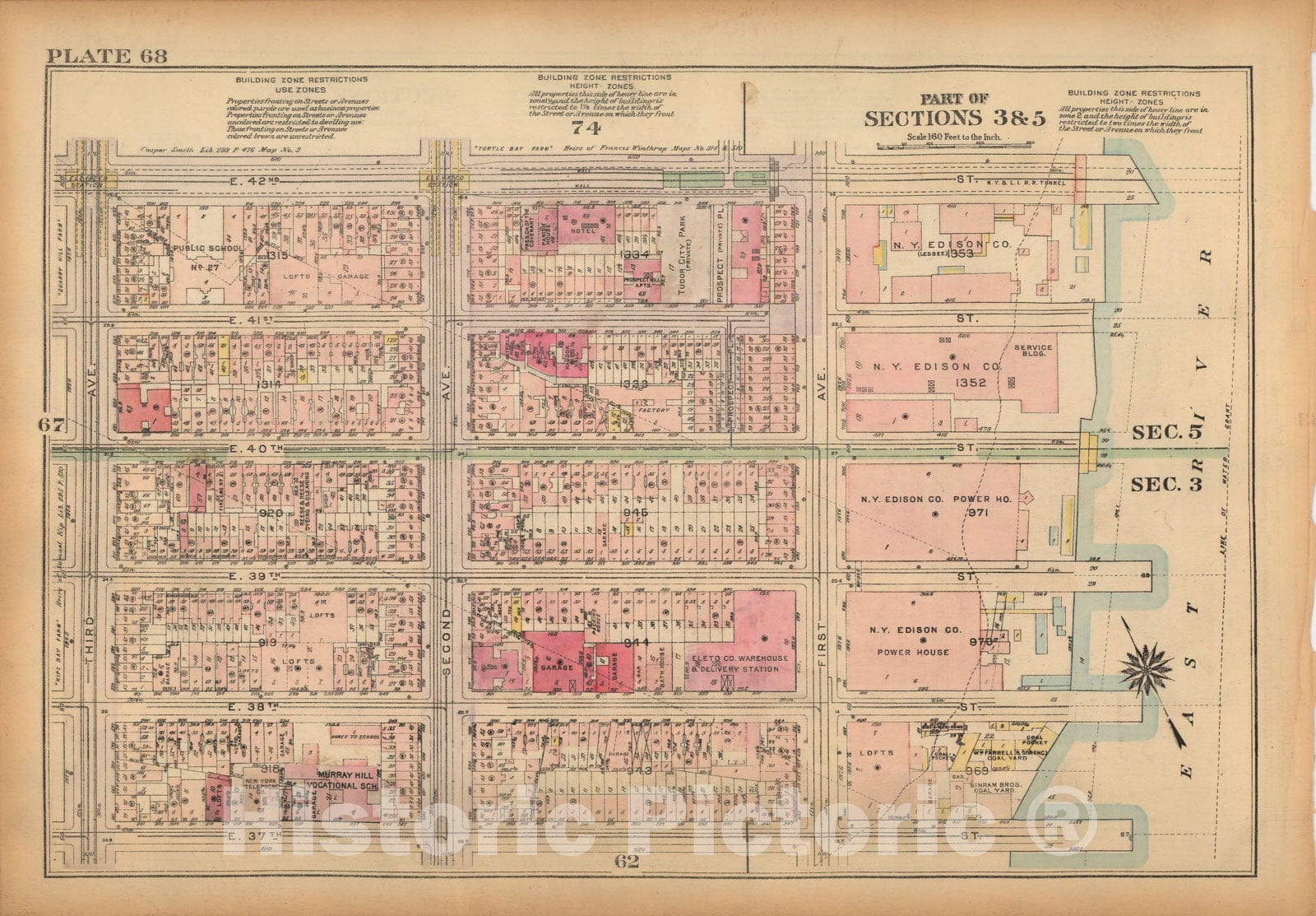 Historic Map : Land Book of the Borough of Manhattan, City of NY, Manhattan 1925 Plate 068 , Vintage Wall Art