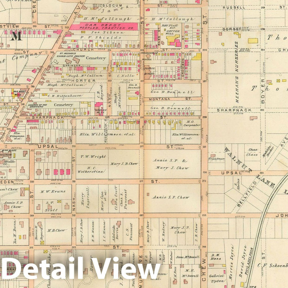 Historic Map : Baist's Property Atlas of Philadelphia, Philadelphia 1895 Plate 038 , Vintage Wall Art