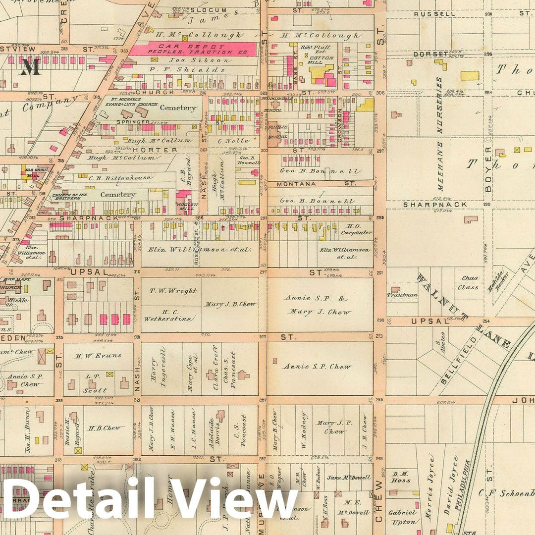 Historic Map : Baist's Property Atlas of Philadelphia, Philadelphia 1895 Plate 038 , Vintage Wall Art