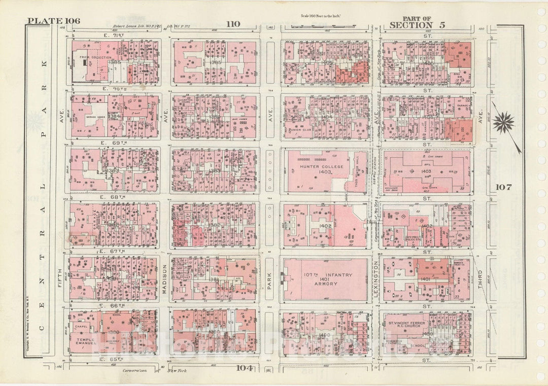 Historic Map : Manhattan Land Book 1955 - Updated Through Nov 7th, New York City 1975 Plate 106 , Vintage Wall Art