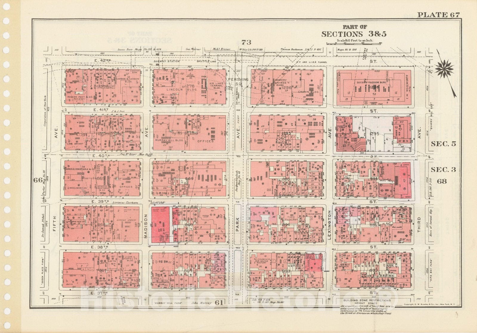 Historic Map : Manhattan Land Book 1955 - Updated Through Nov 7th, New York City 1975 Plate 067 , Vintage Wall Art