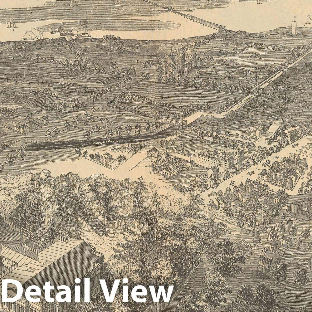 Historic Map : Washington D.C. (Dist. of Columbia), Washington 1861 Bird's Eye View , Vintage Wall Art