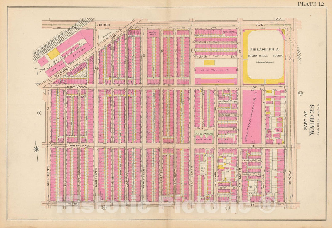 Historic Map : Philadelphia 1908 Plate 012 , Atlas 28th 32nd & 37th Wards of the City of Philadelphia , Vintage Wall Art