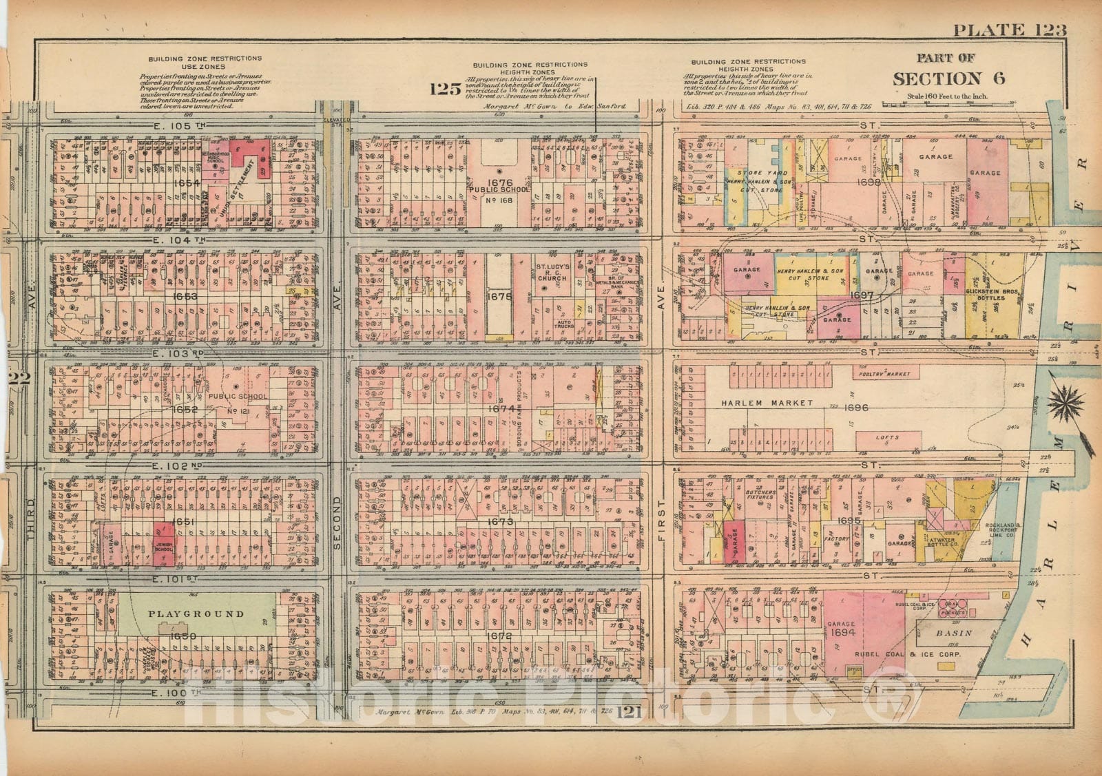 Historic Map : Land Book of the Borough of Manhattan, City of NY, Manhattan 1925 Plate 123 , Vintage Wall Art