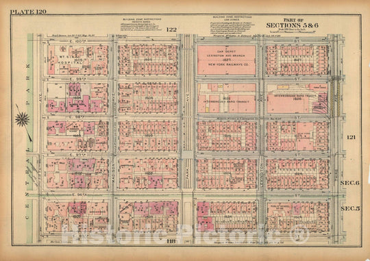 Historic Map : Land Book of the Borough of Manhattan, City of NY, Manhattan 1925 Plate 120 , Vintage Wall Art