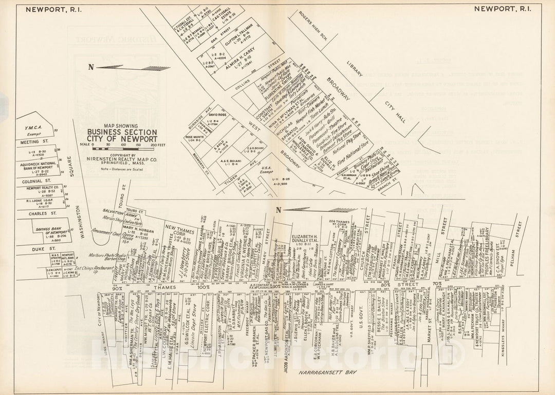 Historic Map : New England States Ed., Newport 1946 , Nirenstein's National Preferred Real Estate Locations of Business Properties , Vintage Wall Art