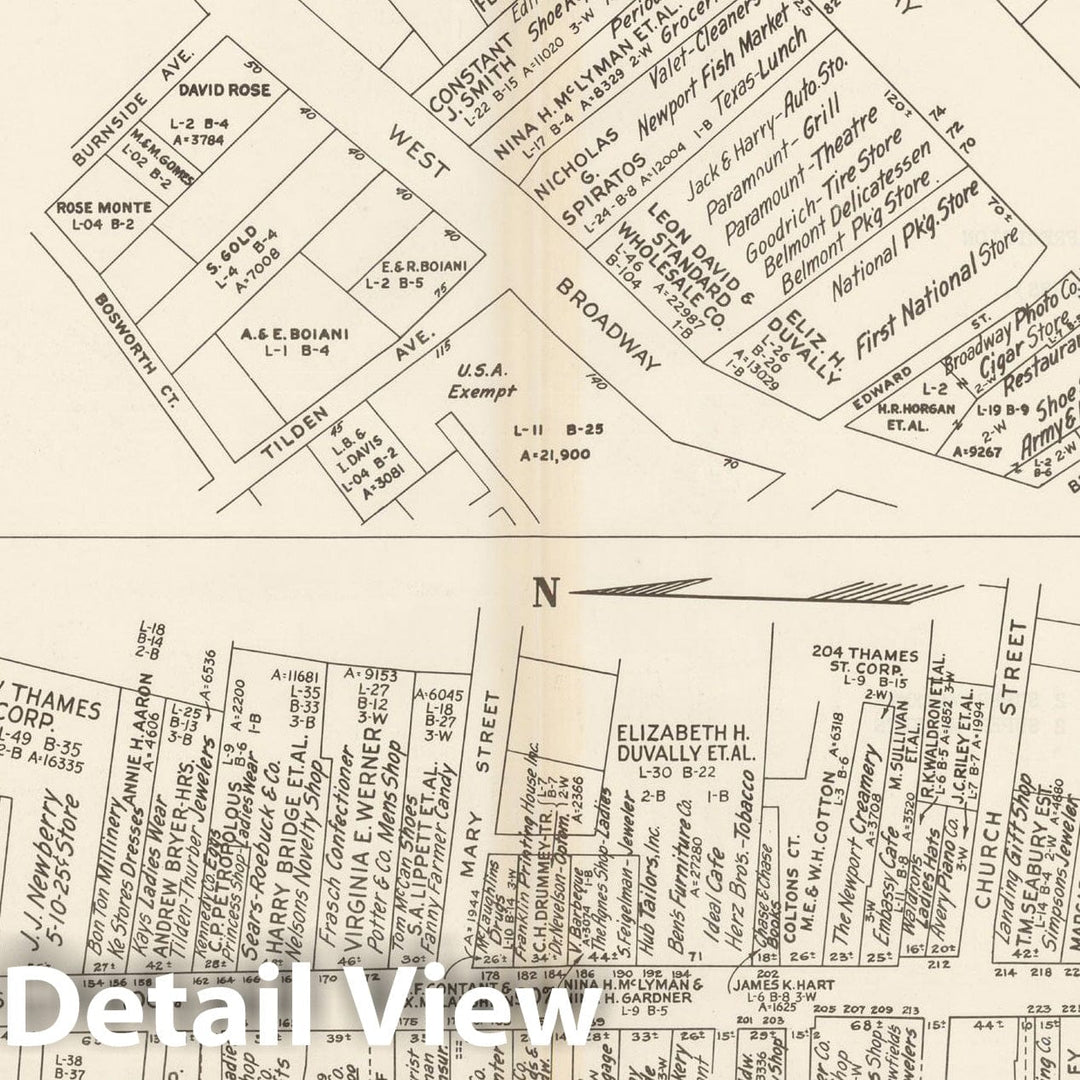 Historic Map : New England States Ed., Newport 1946 , Nirenstein's National Preferred Real Estate Locations of Business Properties , Vintage Wall Art