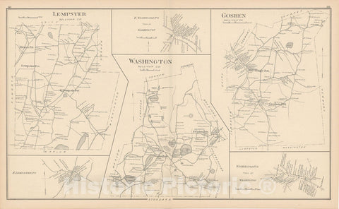 Historic Map : Goshen & Lempster & Washington 1892 , Town and City Atlas State of New Hampshire , Vintage Wall Art