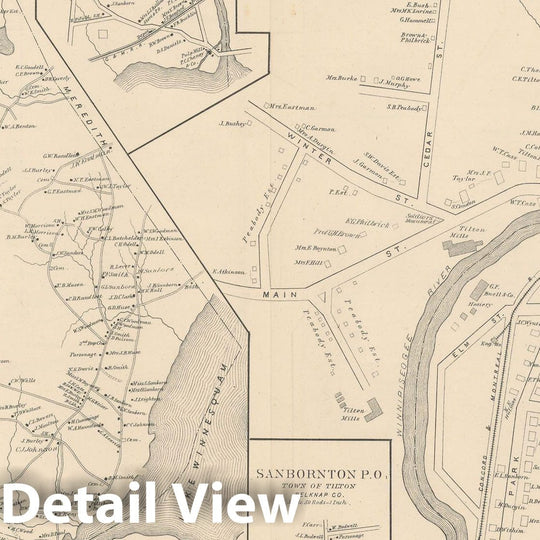 Historic Map : Sanbornton & Tilton 1892 , Town and City Atlas State of New Hampshire , Vintage Wall Art