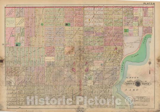 Historic Map : Real Estate Atlas of Surveys of Seattle, Seattle 1912 Plate 018 , Vintage Wall Art