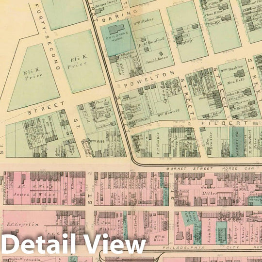 Historic Map : Atlas of West Philadelphia including the 24th & 27th Wards of the City of Philadelphia, West Philadelphia 1872 Plate D , Vintage Wall Art