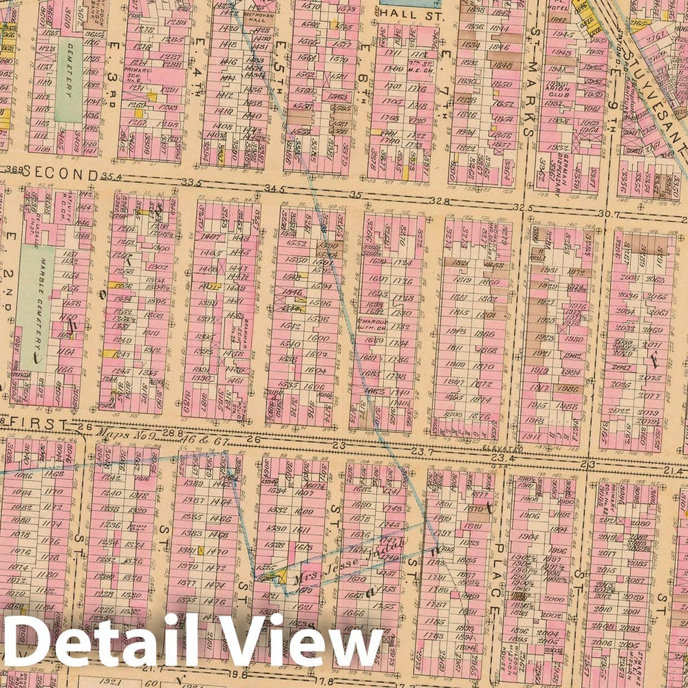 Historic Map : Manhattan & New York City 1885 Plate 008 , Robinson's Atlas City of New York , Vintage Wall Art