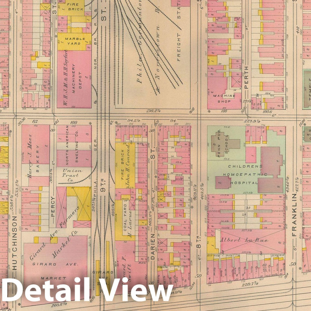 Historic Map : Philadelphia 1907 Plate 017 , Atlas 20th and 29th Wards of the City of Philadelphia , Vintage Wall Art