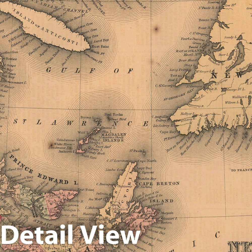 Historic Map : General Atlas (Of The World), New Brunswick & Newfoundland & Nova Scotia & Prince Edward Island 1857 , Vintage Wall Art